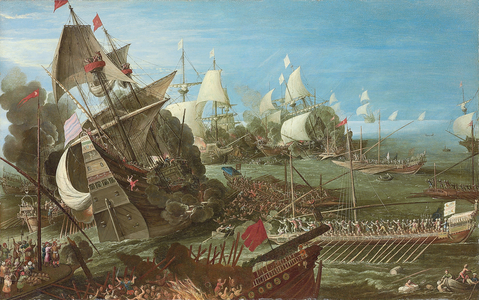 The Battle of Lepanto, 1622 (oil on copper)