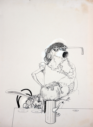 The Mad Hatter, illustration for "Alice in Wonderland", 1971 (drawing)