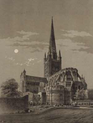 Norwich Cathedral, Norfolk (litho)