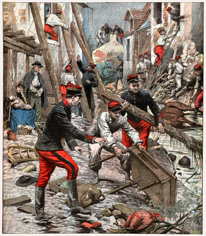 Floods in Mamers, 1904 (print)