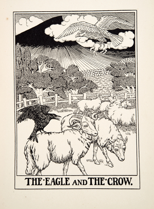 The Eagle and the Crow, from A Hundred Fables of Aesop, pub.1903 (engraving)