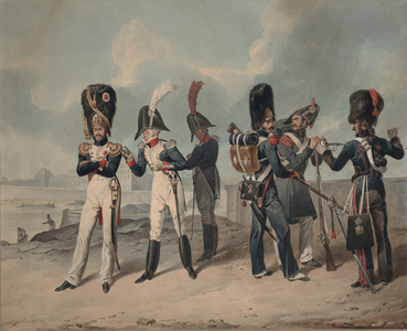 French Imperial Guard and National Guard during the Hundred Days, 1816 (w/c on paper)