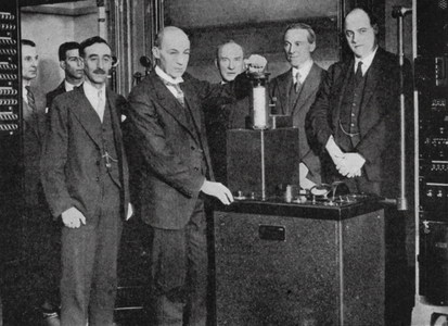 Inauguration of picture telegraphy between Britain and Germany, 1930 (b/w photo)