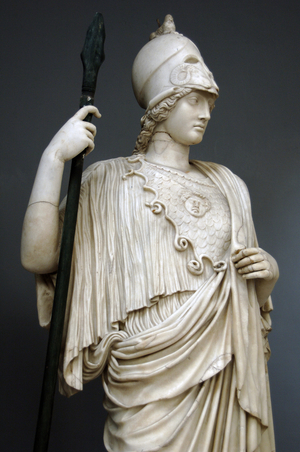 The Athena Giustiniani. Roman copy of a Greek statue of Pallas Athena. 2nd century. Detail.