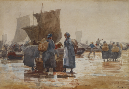 Fisherfolk on the Beach at Cullercoats, 1881 (w/c & graphite on wove paper)