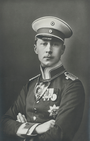 Wilhelm (1882-1951) Crown Prince of the Kingdom of Prussia and German Empire, Portrait in Military Uniform (b/w photo)