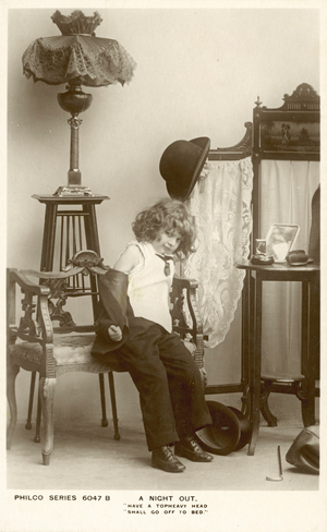A child dressing up for A Night Out (b/w photo)