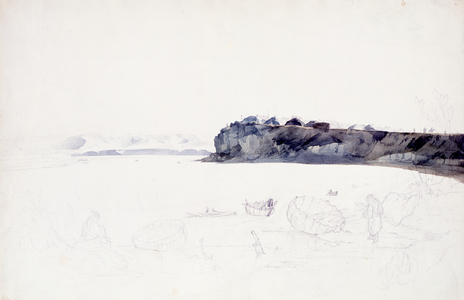 Mih-Tutta-Hang-kusch, Mandan Village, 1833 (w/c and graphite on paper)