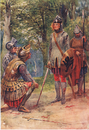 Britomart and Artegall, Stories from the Faerie Queen published by George Harrap and Company, 1919 (colour litho)