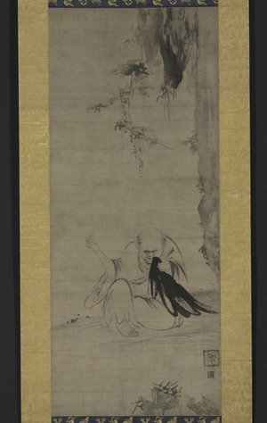 Choyo: Monk Sewing under Morning Sun, c.1350 or earlier (ink on paper)