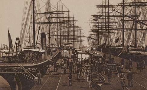 Melbourne, Australia: Melbourne and Hobsons Bay Railway Pier, Port Melbourne (litho)