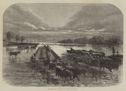 The Land of Oil, Transport of Barrels on Oil Creek (engraving)