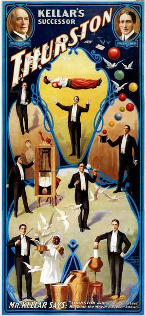 Poster for american conjuror Howard Thurston (1869-1936) Harry Kellar's successor, 1908