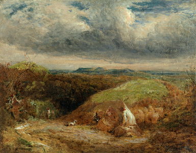 On the Surrey Hills, 19th century (oil on board)