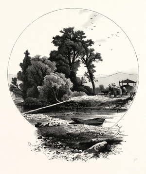 Summer. The Clouds Are Silver, in an Azure Sky; the Hills Lie Basking in a Sunny Dream; the Lapping Water Coolly Gurgles by, Where Lies the Fallen Trunk Athwart the Stream. The Harvestmen, Beneath the Barrack Roof, from Laden Wagons Store the Golden Grain; and Ducks Lie Sunning, Wind and Weather Proof, Where Swings the Idle Shallop by Its Chain.