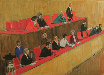 In The Press Section In the Kremlin Congress Hall at The Artists' Congress, 1965 (tempera on paper)