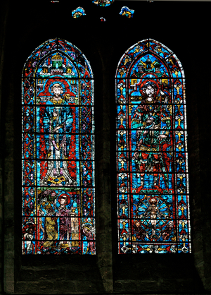 Saint George and Saint Gilles, from a window in the nave of Chartres Cathedral (stained glass)