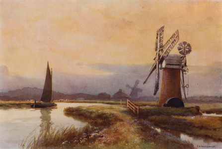 Drainage Mills on the Ant (colour litho)