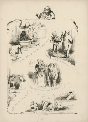 Page from Proverbs with Pictures by Charles H Bennett, 1859 (engraving)
