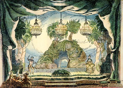 Richard Strauss (1864-1949) - Ariadne auf Naos, set design by Ernst Sternfor the original version, 1912