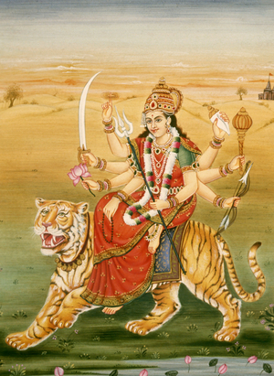 Goddess Durga Miniature Painting on Paper