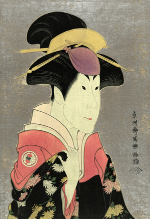 Print : woodcut colour mezzatint of Segwa tomisaburo, as yadorigi, wife of ogishi kurando by Sharaku Toshusai, active 1794.