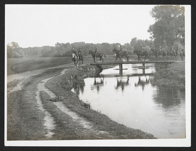 A troop of cavalry crossing a stream in France [near St Floris], 30th July 1915
