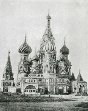 Church of St Basil, Moscow, Russia (b/w photo)