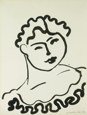 Bust of a Woman (Tati), 1947 (brush and India ink on paper)