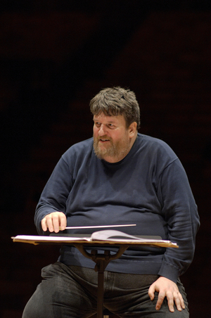 Oliver Knussen - Scottish composer and conductor rehearsing with the Birmingham Contemporary Music Group at Snape Maltings