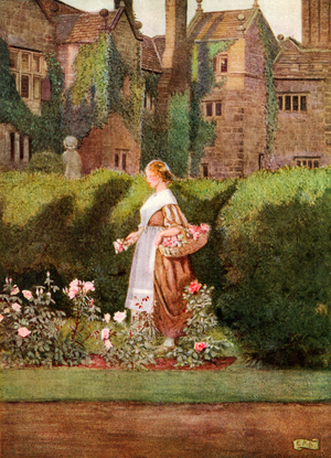 Illustration for the poem Cherry Ripe by Anon, from the book 'Palgrave's Golden Treasury of Songs and Lyrics', published 1919 (colour litho)