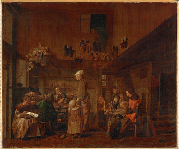 A cobbler's workshop (painting on canvas)