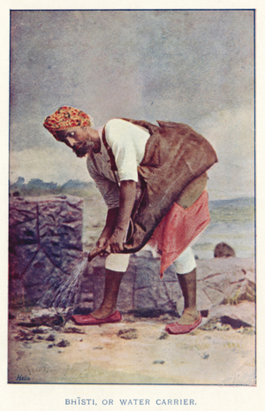 Indian Natives: Bhisti, or Water Carrier (coloured photo)