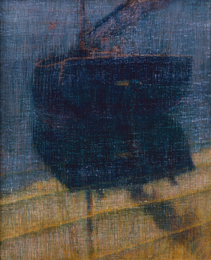 Fishing Boat on the Beach, Ostend (oil on canvas)