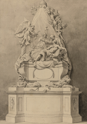 Major-General Wolfe's Monument, North Area, Westminster Abbey (ink & wash on paper)