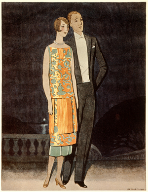 Couple in evening dress, 1925 (Engraving)