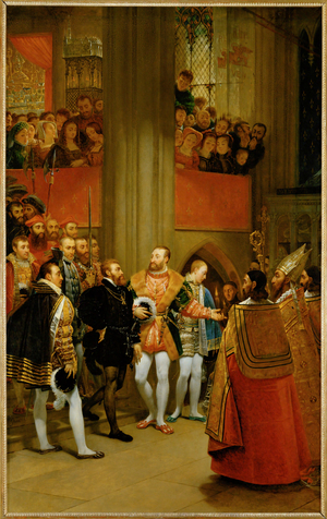 Emperor Karl V received by King Francois I in the Abbey of St.Denis …