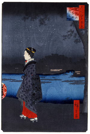 Japan: Spring: Night View of Matsuchiyama and the San'ya Canal. Image 34 of '100 Famous Views of Edo'. Utagawa Hiroshige (first published 1856-59)