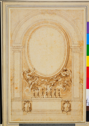 A design for the altar for the Cappella Fonseca, S Lorenzo in Lucina, Rome, c.1661-63 (pen and bistre wash over black chalk on paper)