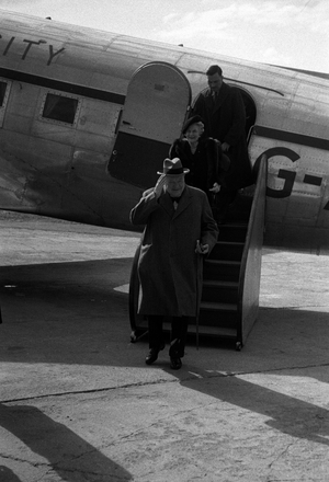Oslo. 19480512. Winston Churchill arrives at Norway at Fornebu Airport …, 1948 (photo)