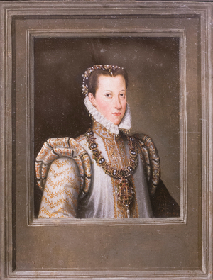 Portrait of Maria d'Aviz of Portugal, 1590-1600 (oil on paper)