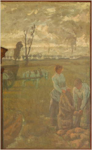 Sketch for the village hall of Vanves: Environs de Vanves, 1902 (oil on black ink on canvas)