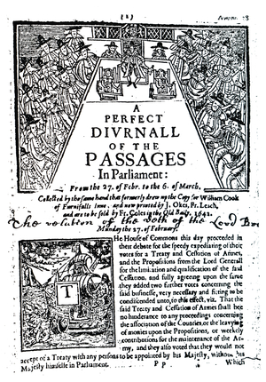 A Perfect Diurnall of the Passages in Parliament