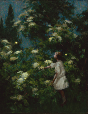 Agnes Pelton's cousin Dorothy Tilton, age 10, at Wild Farm, Killingworth, Madison, Connecticut, 1908 (oil on canvas)