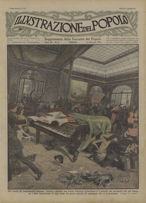 Scene on board the French transatlantic liner La Savoie during a ferocious storm (colour litho)