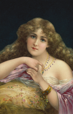 Portrait of a young woman (chromolitho)