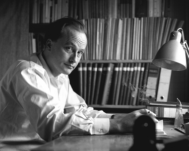 Bærum 195712. Author André Bjerke in his home in Eiksmarka, just outside …, 1957 (photo)