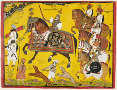 Processional Portrait of Prince Bhawani Sing of Sitamau, 1855 (gouache, silver, and gold on paper)
