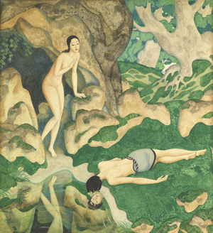 Echo and Narcissus (w/c & gouache on paper)