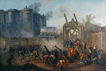 Capture of the Bastille, historical subject painting of citizens seizing the Basti..., 1980s (photo)